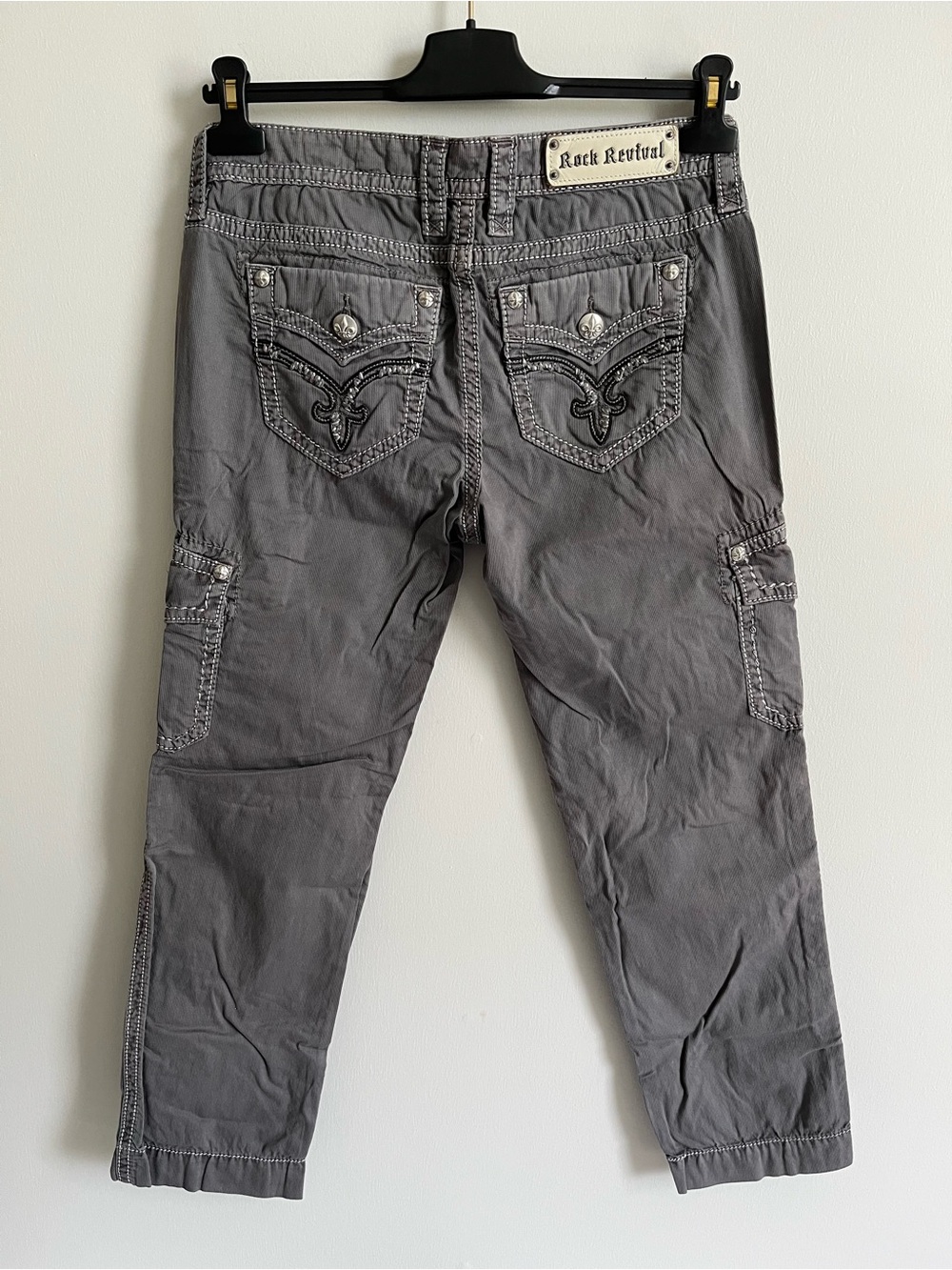 Rock revival grey corduroy cargo pants
